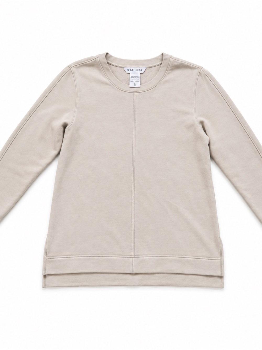 Athleta Coaster Luxe Sweatshirt Oatmeal Heather Beige Fleece Crewneck L